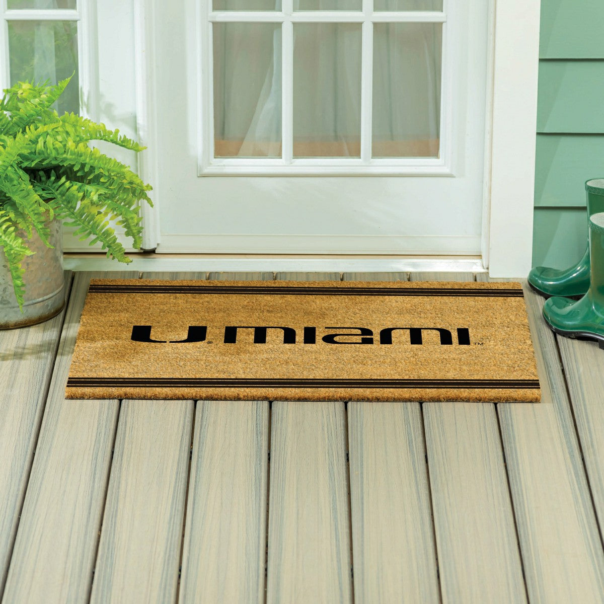 University of Miami Large One Color Coir Mat, 36"x24" - Collegiate