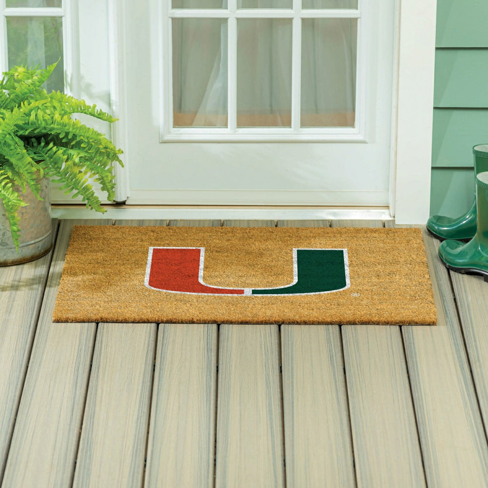 University of Miami Large Full Color Coir Mat, 36"x24" - Collegiate