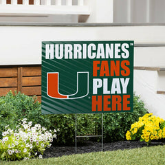University of Miami Coroplast Yard Sign "Fans Play Here" - Collegiate Home