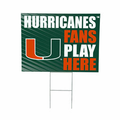 University of Miami Coroplast Yard Sign "Fans Play Here" - Collegiate Home