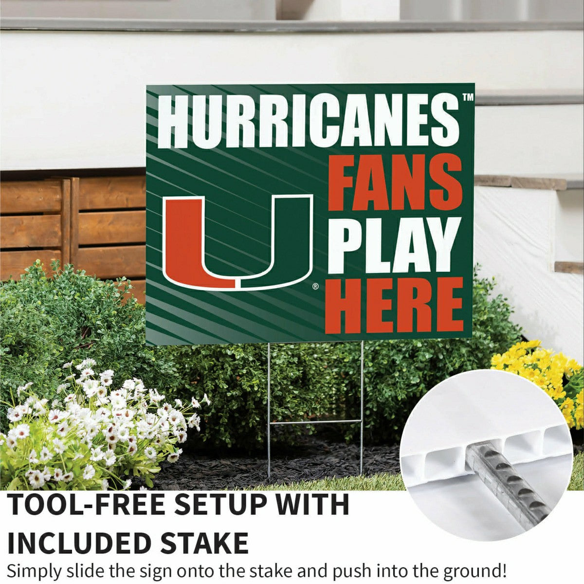 University of Miami Coroplast Yard Sign "Fans Play Here" - Collegiate Home