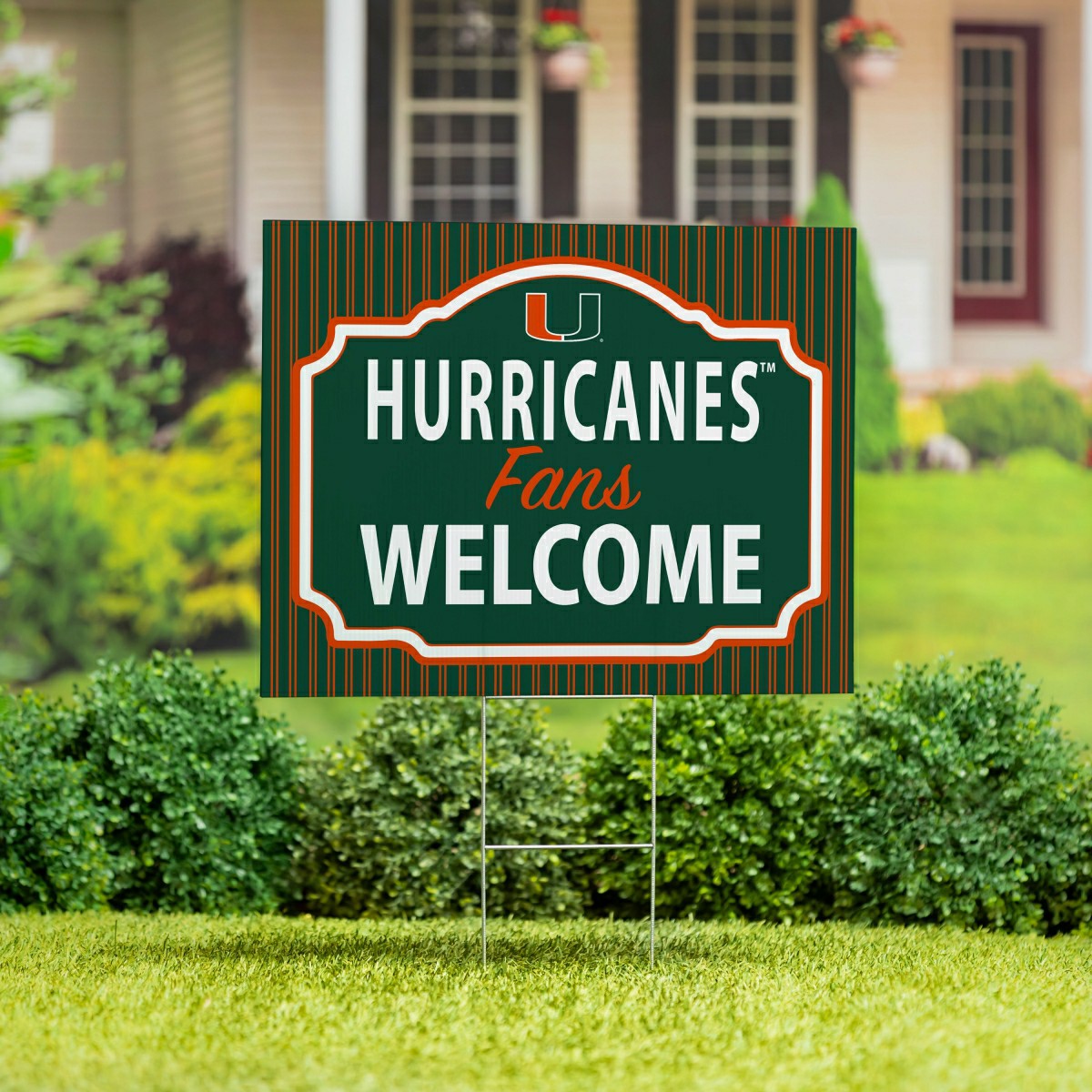University of Miami Coroplast Yard Sign, "Fans Welcome" - Collegiate Home