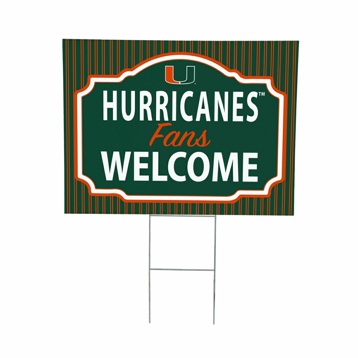 University of Miami Coroplast Yard Sign, "Fans Welcome" - Collegiate Home