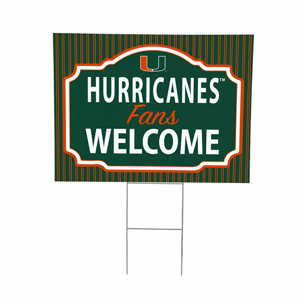 University of Miami Coroplast Yard Sign, "Fans Welcome" - Collegiate Home