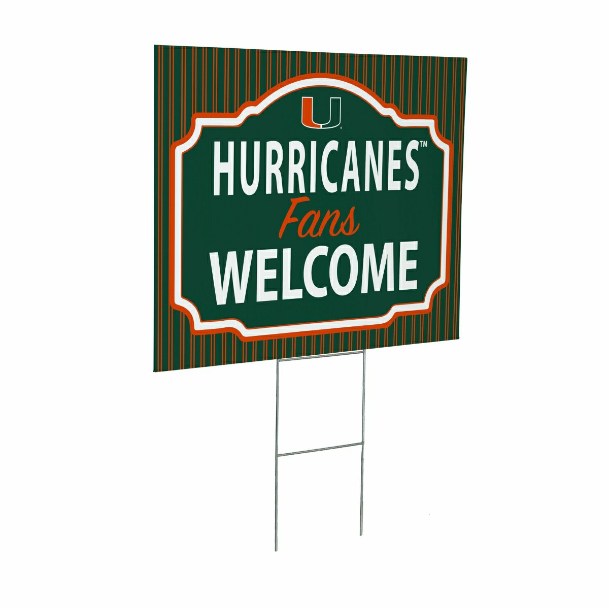 University of Miami Coroplast Yard Sign, "Fans Welcome" - Collegiate Home