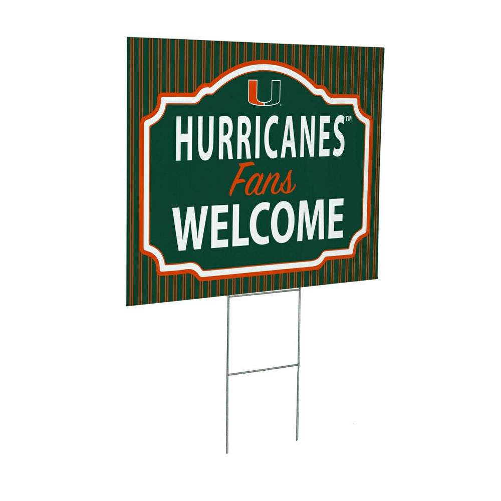 University of Miami Coroplast Yard Sign, "Fans Welcome" - Collegiate Home
