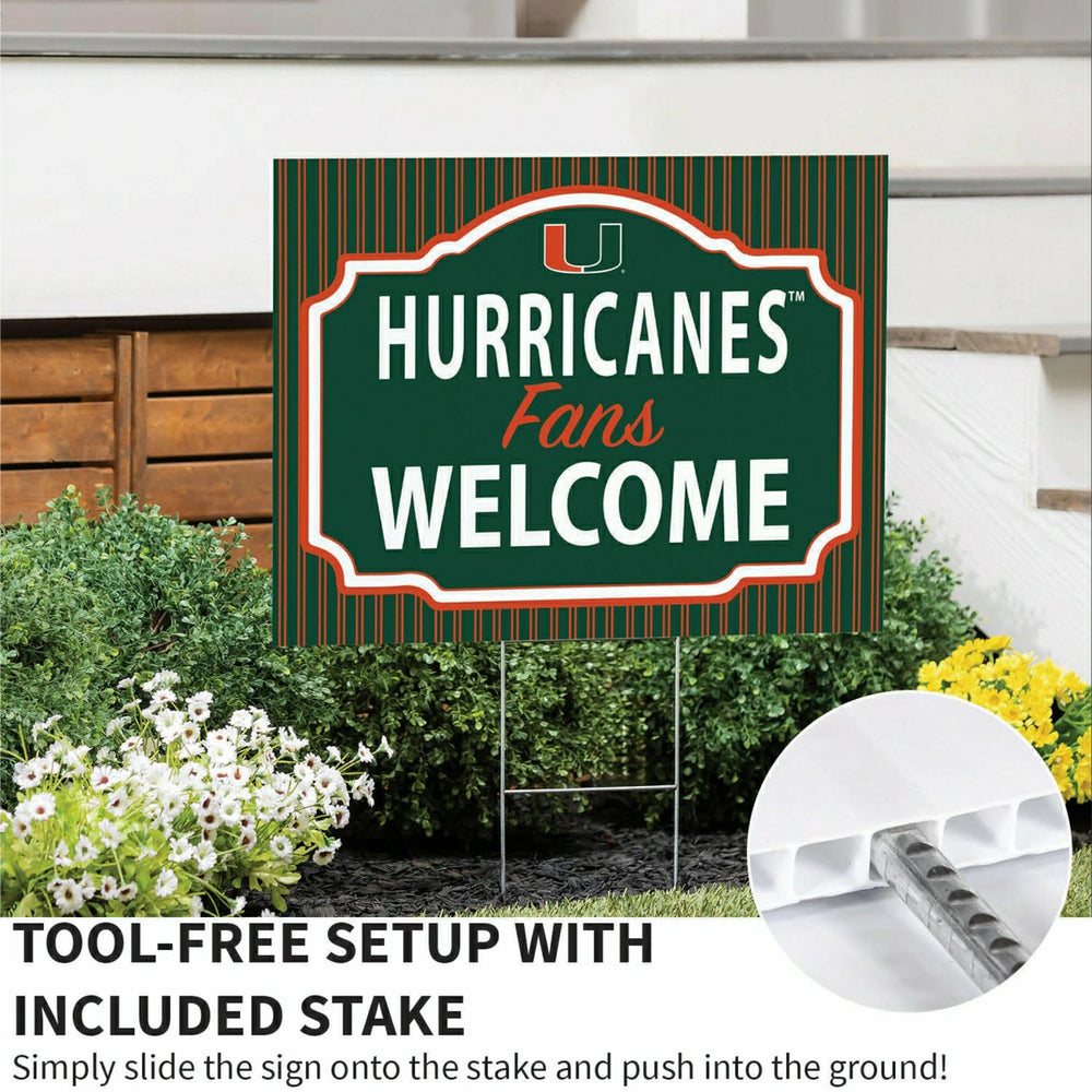 University of Miami Coroplast Yard Sign, "Fans Welcome" - Collegiate Home