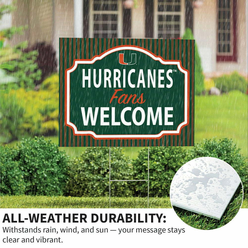 University of Miami Coroplast Yard Sign, "Fans Welcome" - Collegiate Home