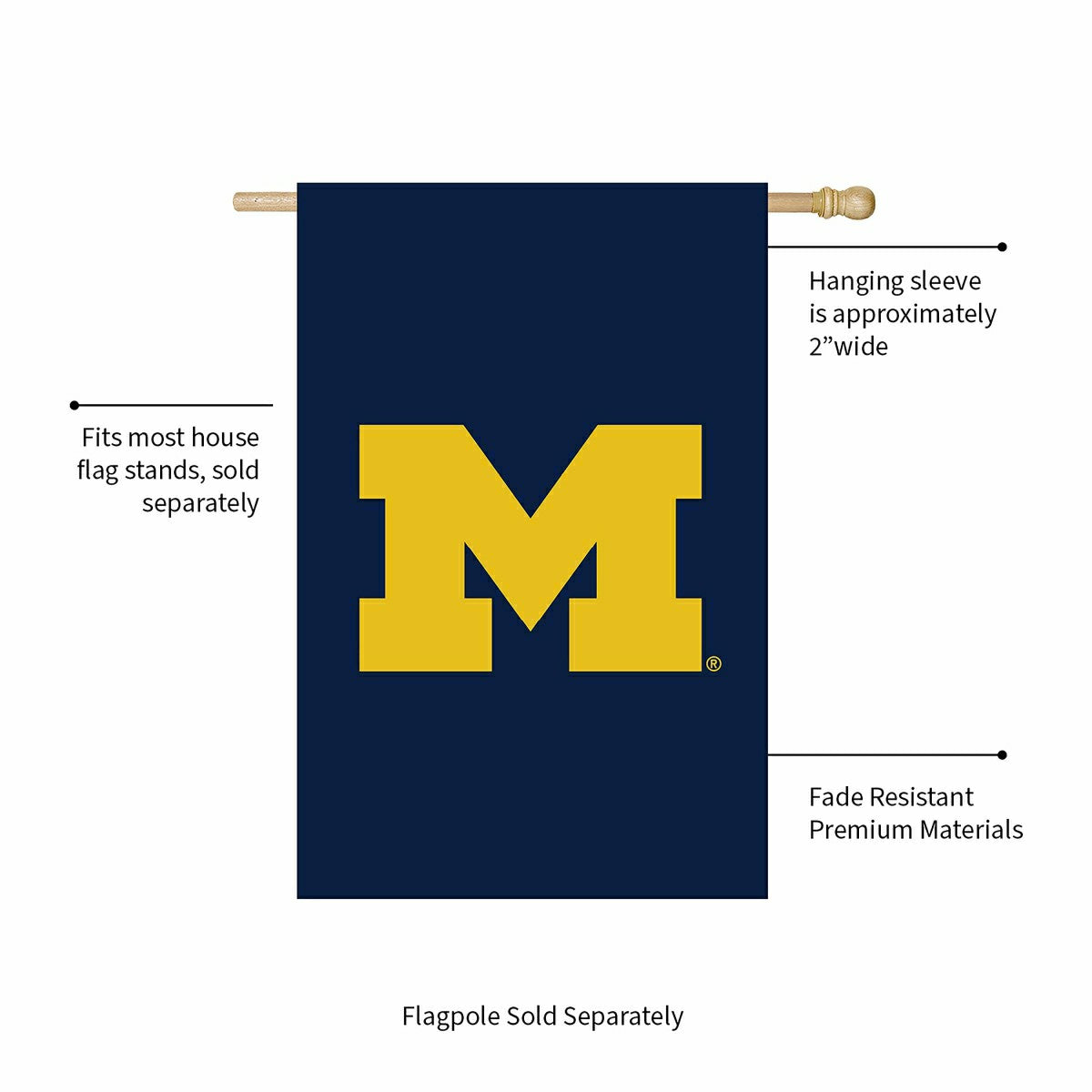 Applique Flag, Reg, University Of Michigan - Collegiate Home