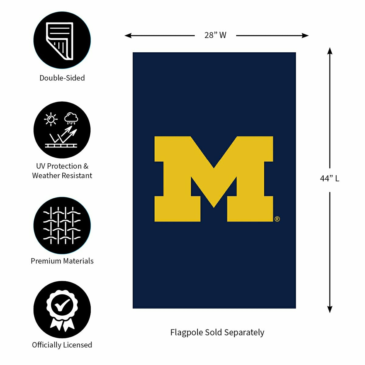 Applique Flag, Reg, University Of Michigan - Collegiate Home