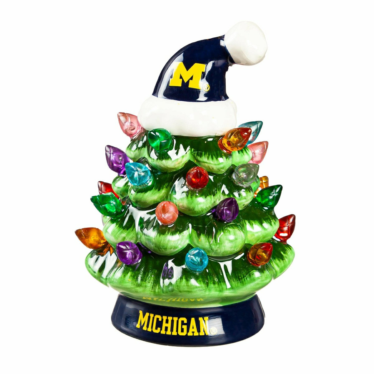 4" Mini LED Tabletop Christmas Tree, Set of 2, University Of Michigan - Collegiate Home