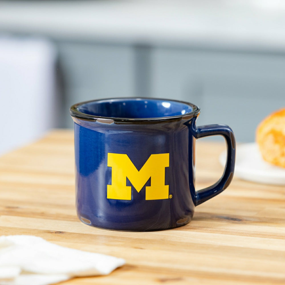 University Of Michigan Ceramic Camp Cup with Enamel Finish, 14oz - Collegiate Home