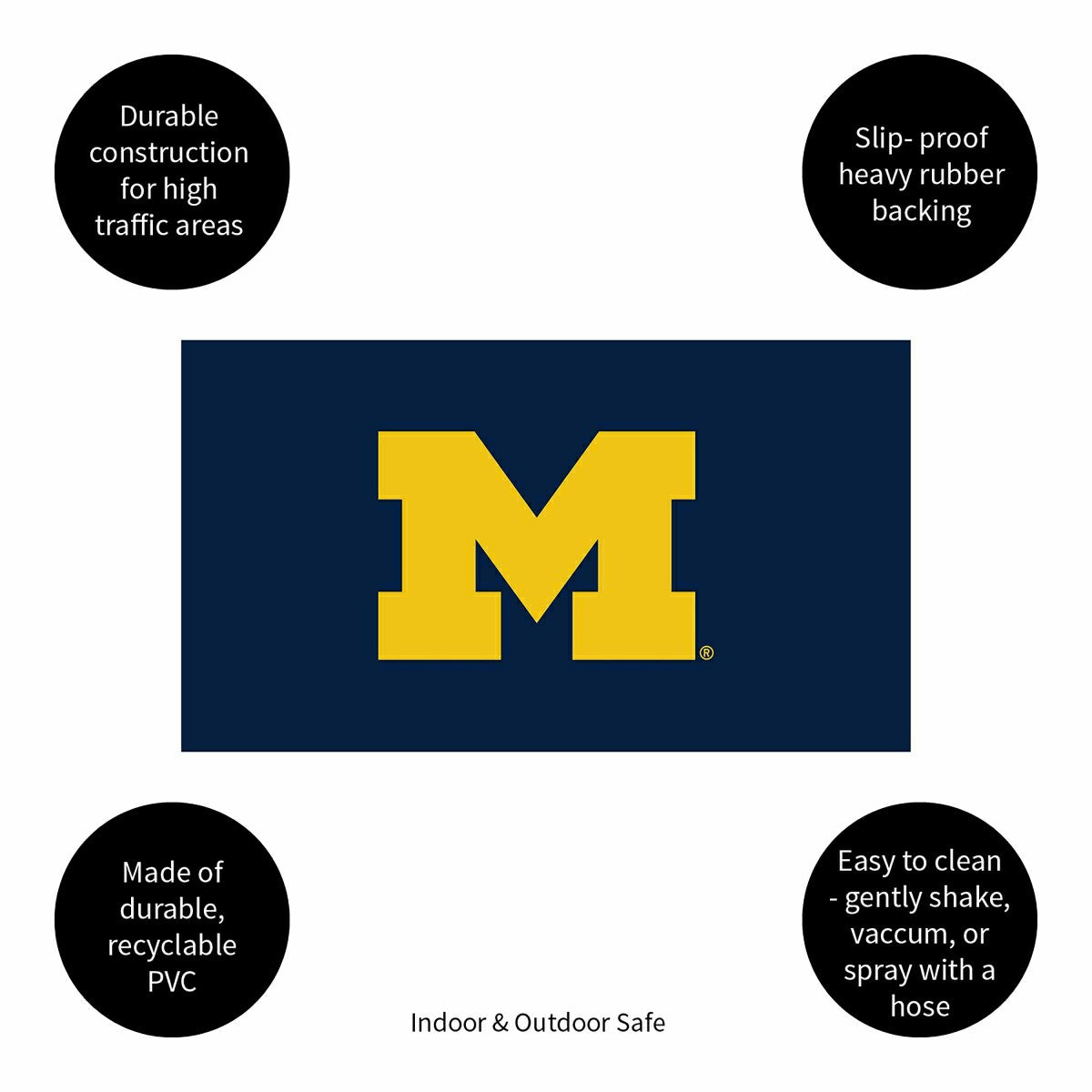 Full Color PVC Mat, 16" x 28", University Of Michigan - Collegiate