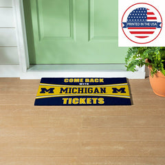 28" x 16" PVC Trapper Mat, Come Back with Tickets, University Of Michi - Collegiate