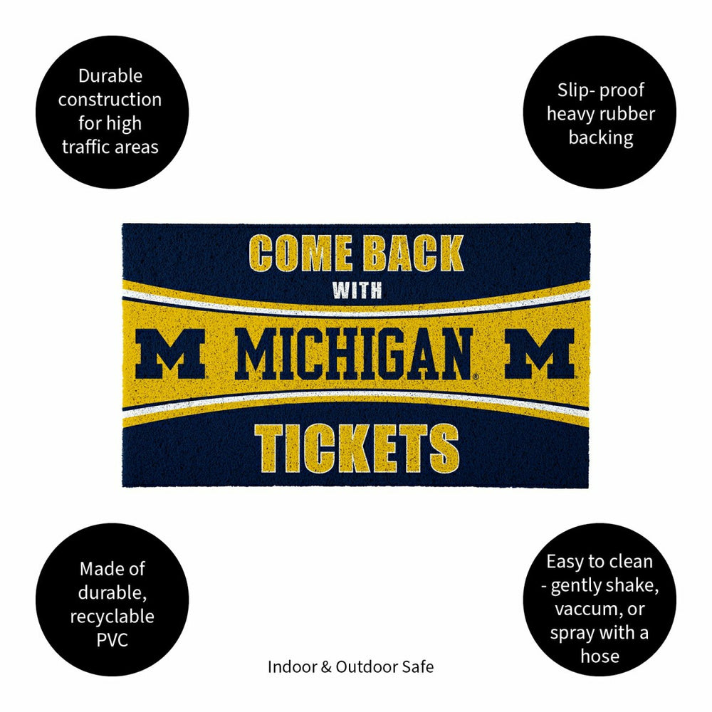 28" x 16" PVC Trapper Mat, Come Back with Tickets, University Of Michi - Collegiate