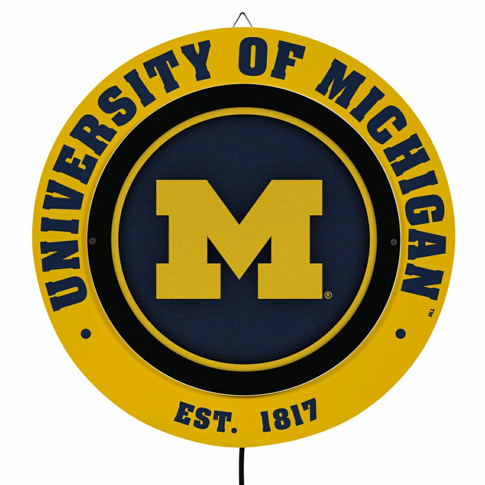 University Of Michigan, Metal Lite, Round - Collegiate