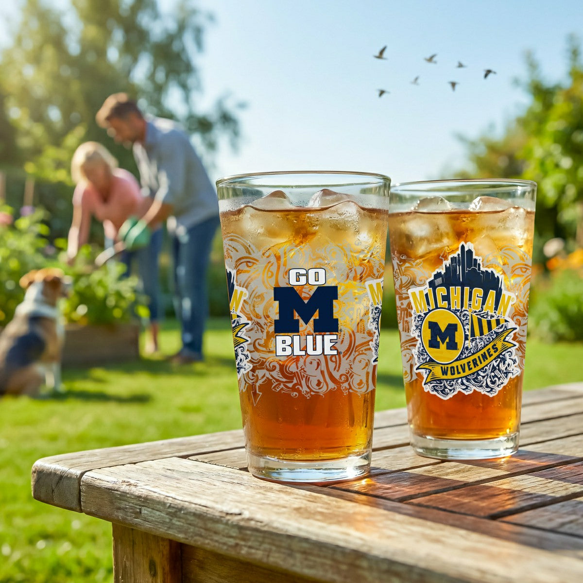 University Of Michigan 16oz Glass pint, Set of 2 - Collegiate Home