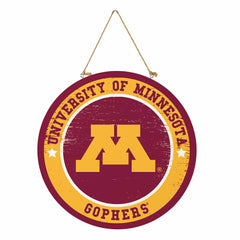 University of Minnesota Round Door Décor with Hanging Rope, 18x18 - Collegiate Home
