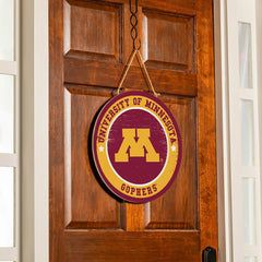 University of Minnesota Round Door Décor with Hanging Rope, 18x18 - Collegiate Home
