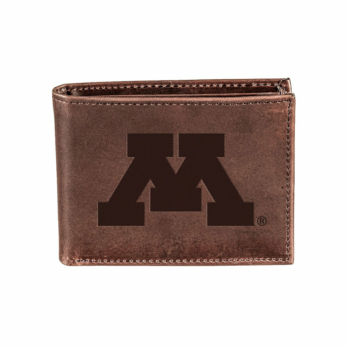 University of Minnesota, Bi-Fold Wallet, Brown, CH, 100% Genuine Leath - Collegiate Home