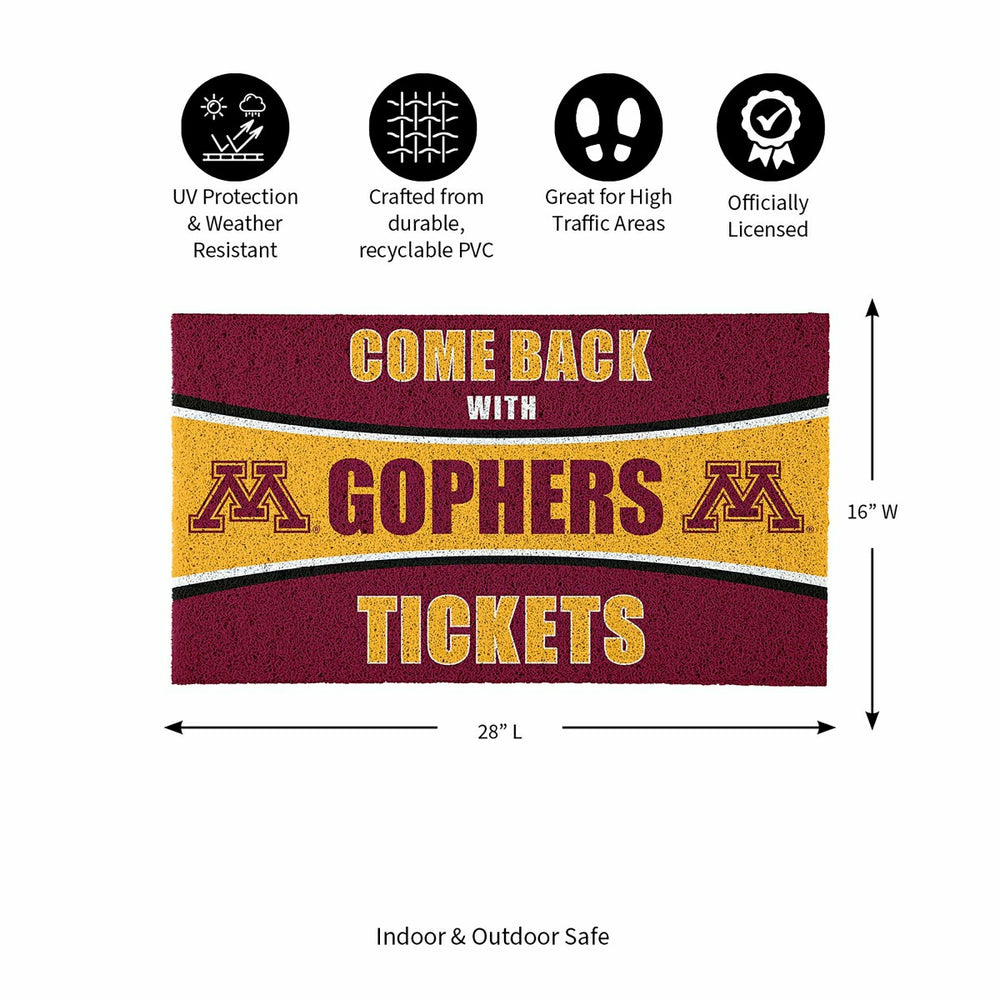 28" x 16" PVC Trapper Mat, Come Back with Tickets, University of Minne - Collegiate