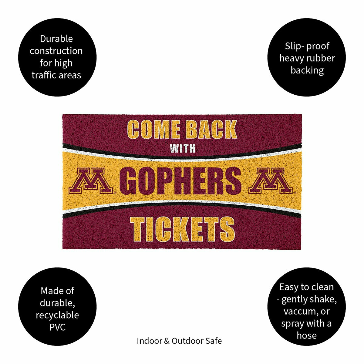 28" x 16" PVC Trapper Mat, Come Back with Tickets, University of Minne - Collegiate