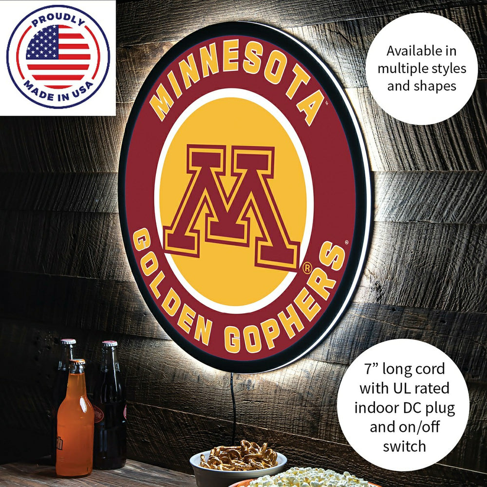 LED Wall Decor, Round, University of Minnesota - Collegiate Home