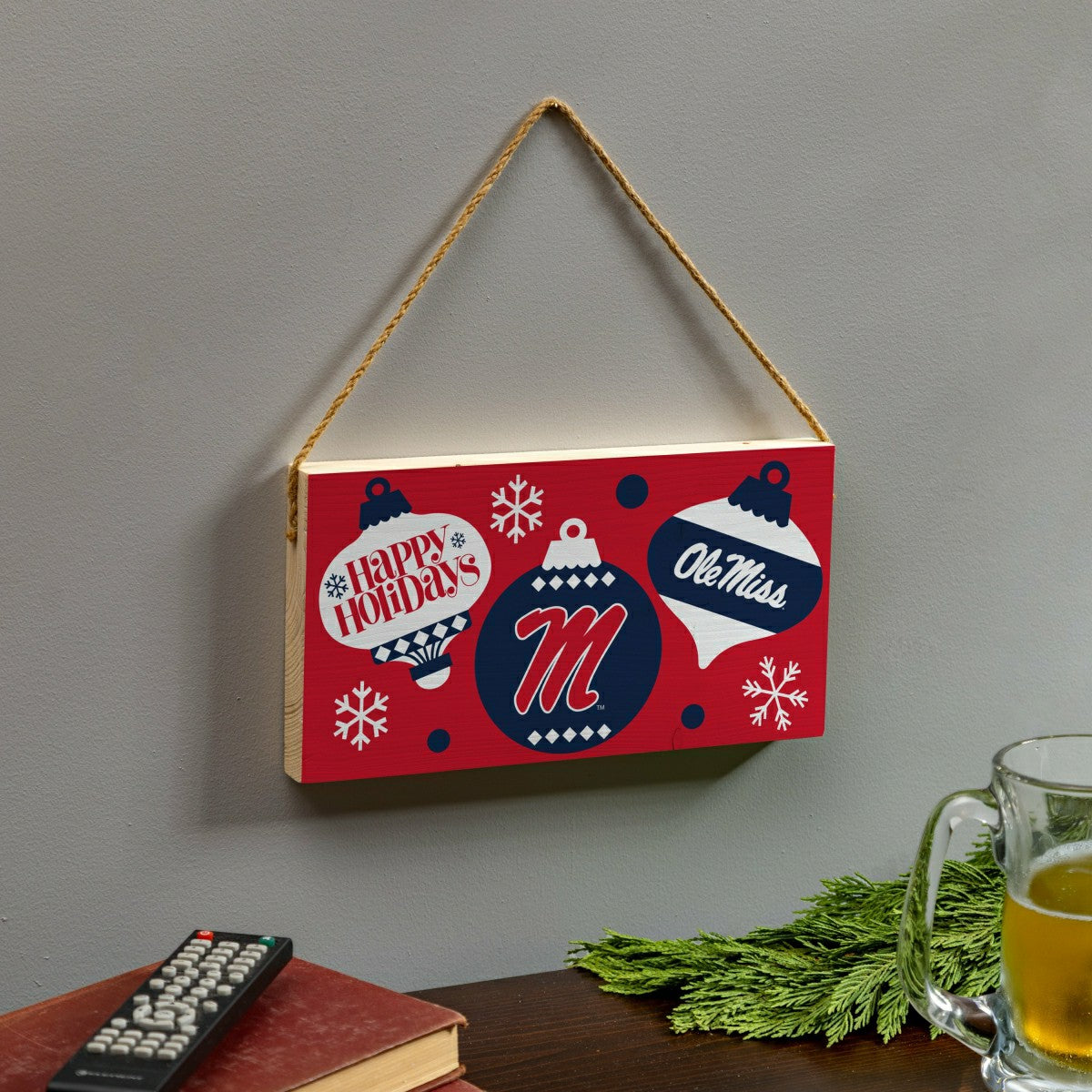 University of Mississippi Holiday Wood Wall Sign, 6x11 - Collegiate Home