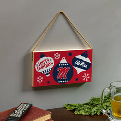 University of Mississippi Holiday Wood Wall Sign, 6x11 - Collegiate Home