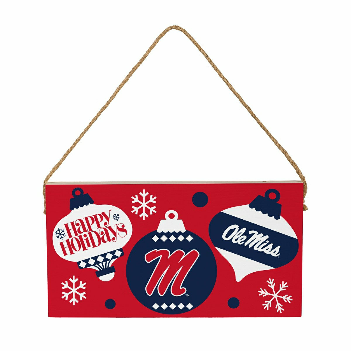 University of Mississippi Holiday Wood Wall Sign, 6x11 - Collegiate Home