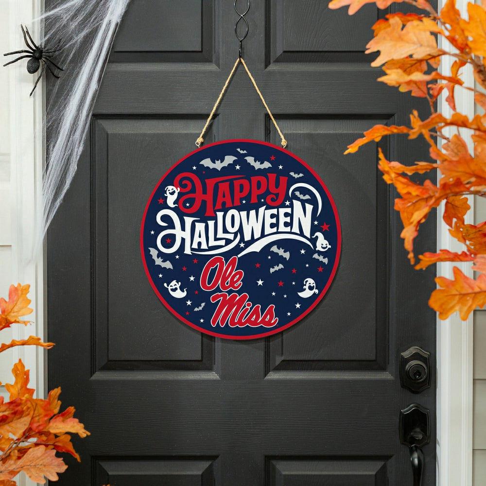University of Mississippi Halloween Round Door Décor with Hanging Rope - Collegiate Home