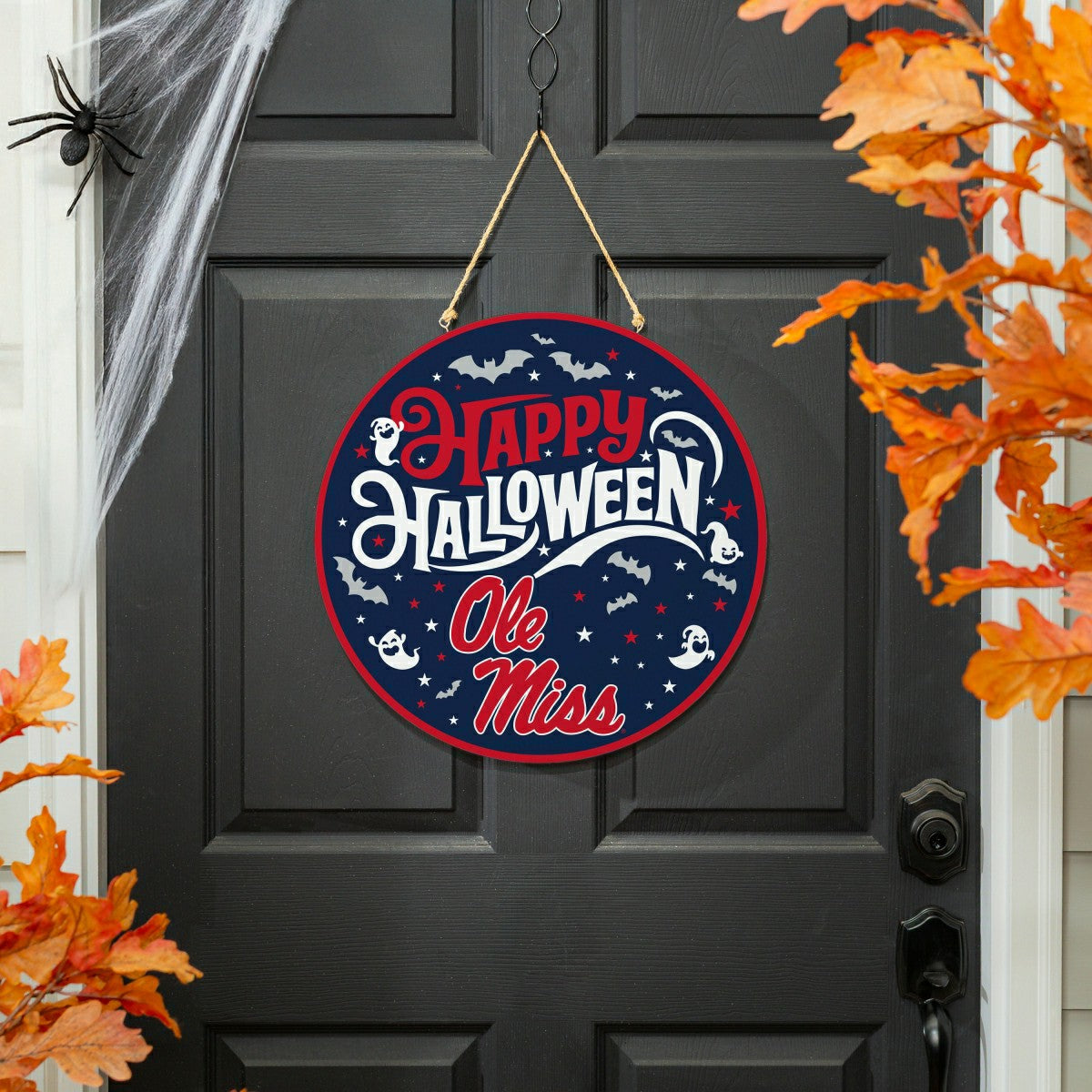 University of Mississippi Halloween Round Door Décor with Hanging Rope - Collegiate Home
