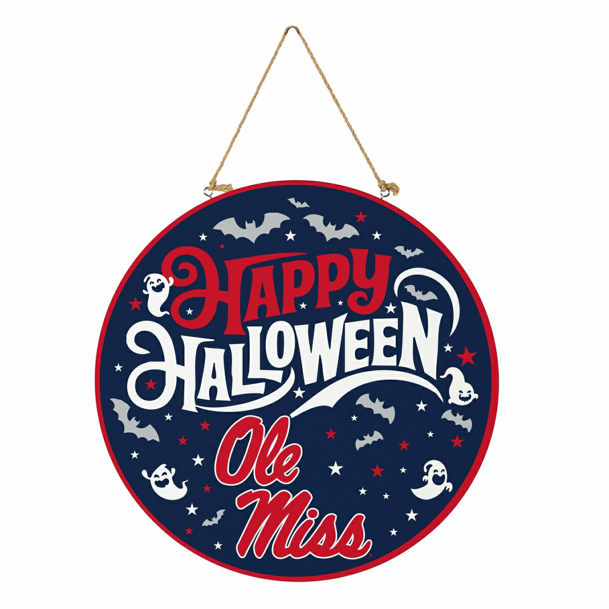 University of Mississippi Halloween Round Door Décor with Hanging Rope - Collegiate Home