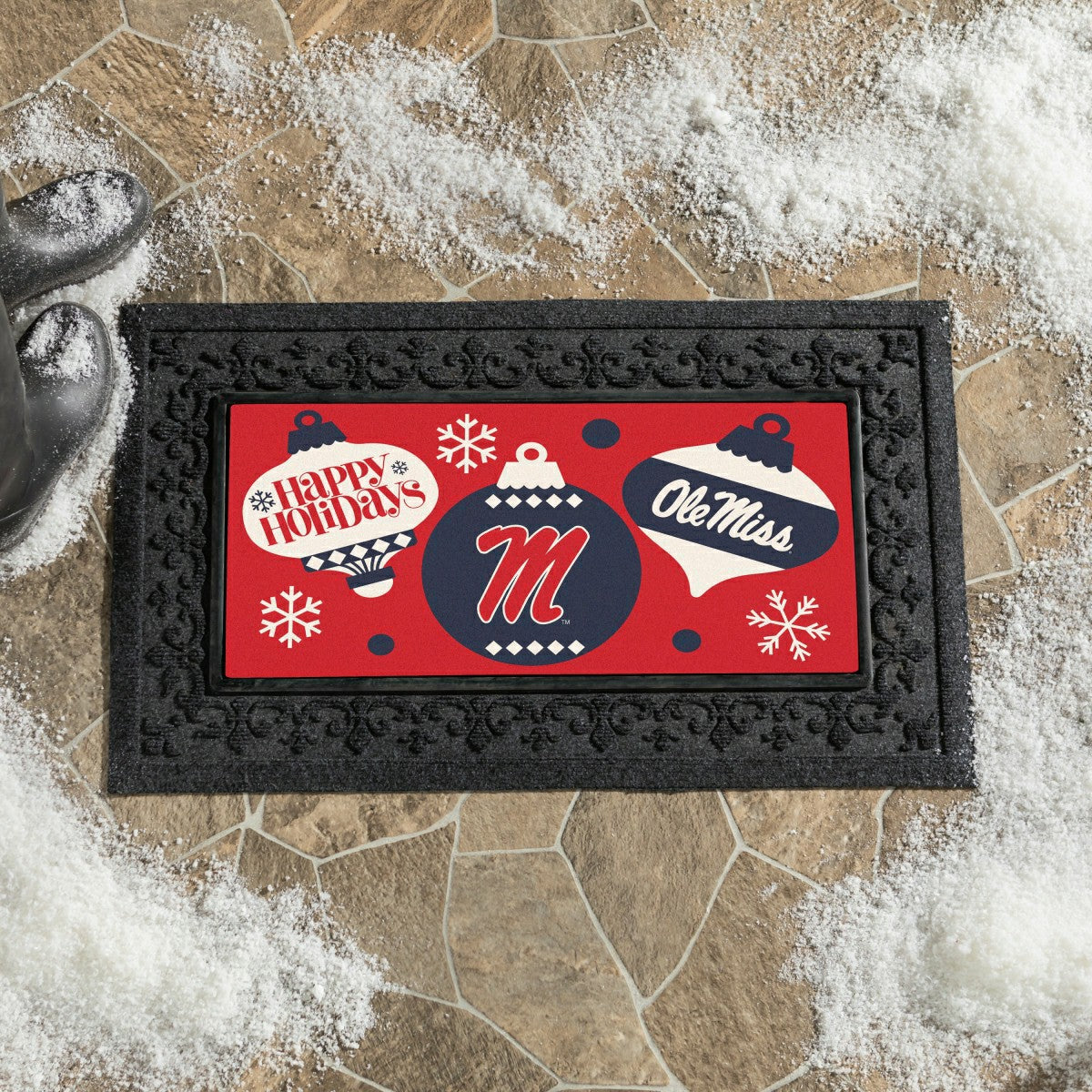 University of Mississippi Holiday Flocked Coir Sassafras Switch Mat, 2 - Collegiate