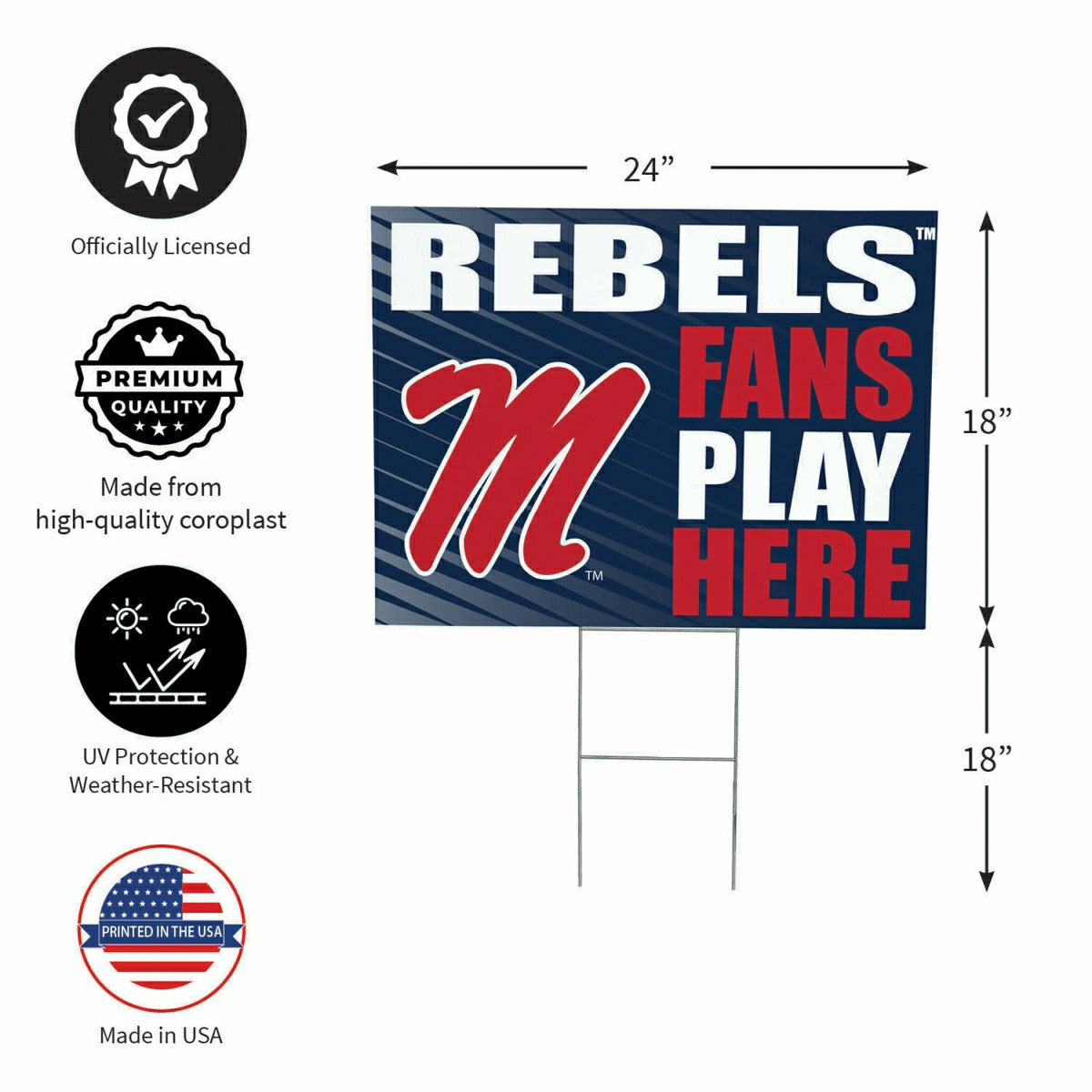 University of Mississippi Coroplast Yard Sign "Fans Play Here" - Collegiate Home