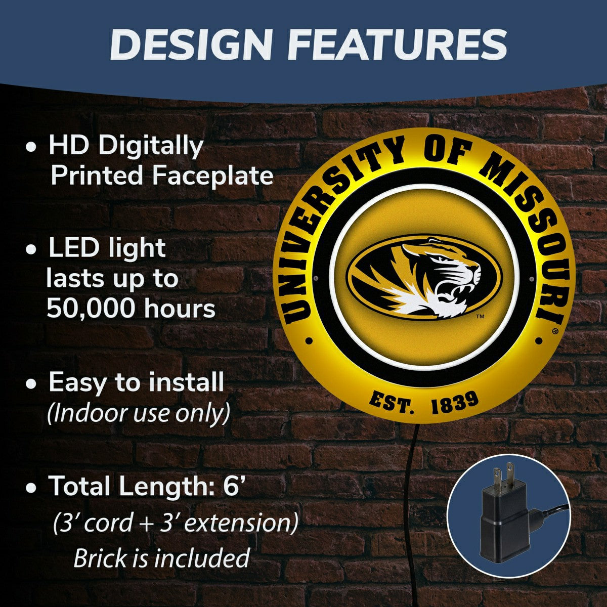 University of Missouri, Metal Lite, Round - Collegiate