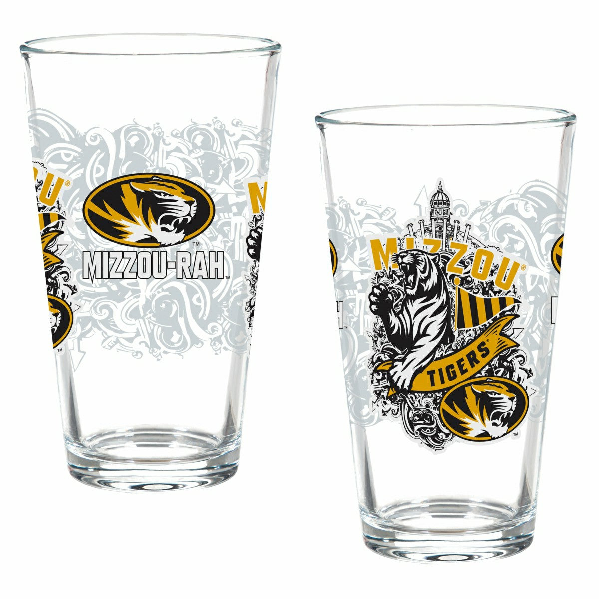 University of Missouri 16oz Glass pint, Set of 2 - Collegiate Home