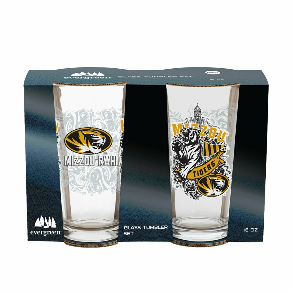 University of Missouri 16oz Glass pint, Set of 2 - Collegiate Home