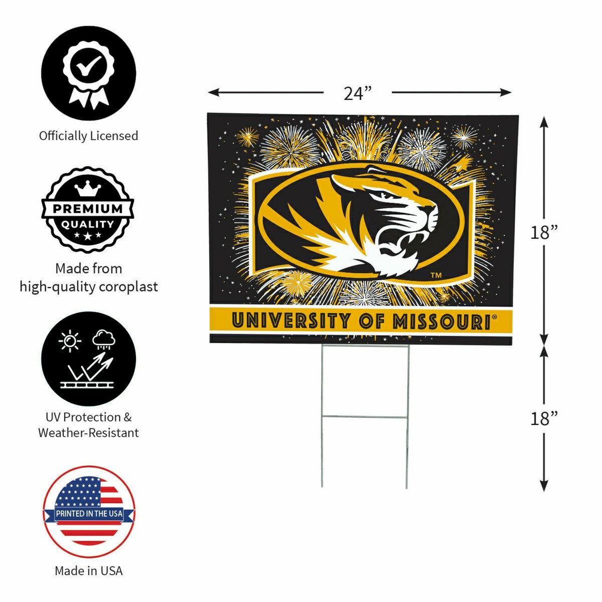 University of Missouri Yard Sign, Patriotic - Collegiate Home