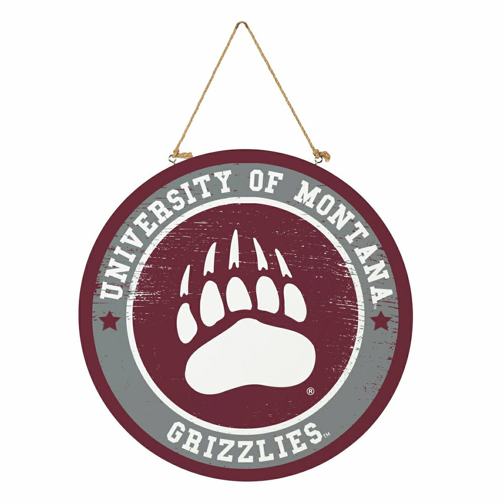 University of Montana Round Door Décor with Hanging Rope, 18x18 - Collegiate Home