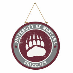University of Montana Round Door Décor with Hanging Rope, 18x18 - Collegiate Home