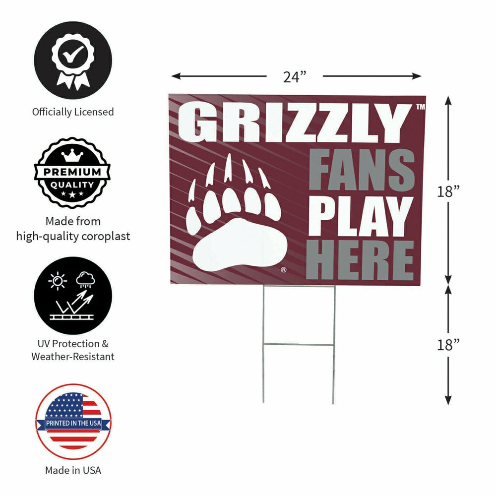 University of Montana Coroplast Yard Sign "Fans Play Here" - Collegiate Home