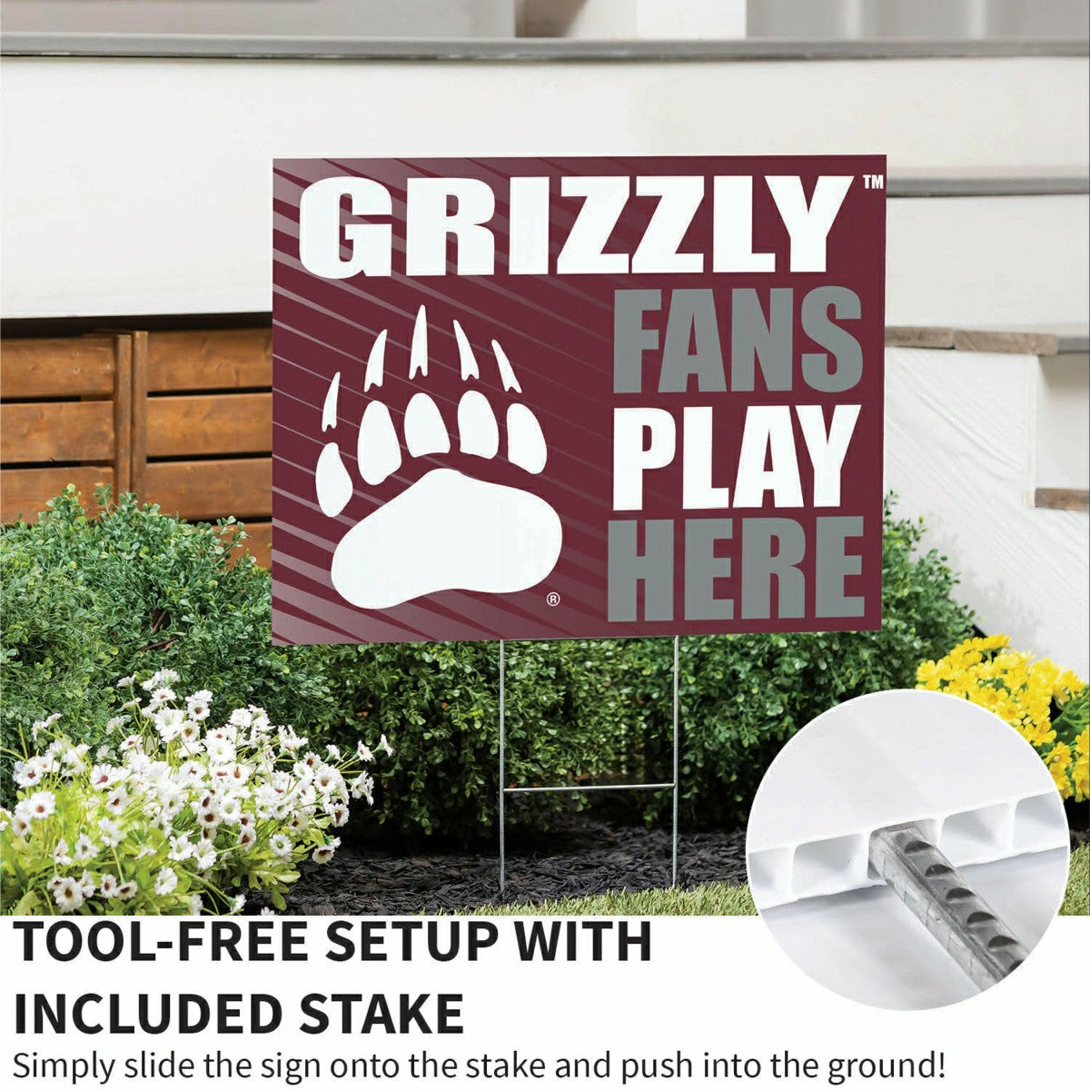 University of Montana Coroplast Yard Sign "Fans Play Here" - Collegiate Home