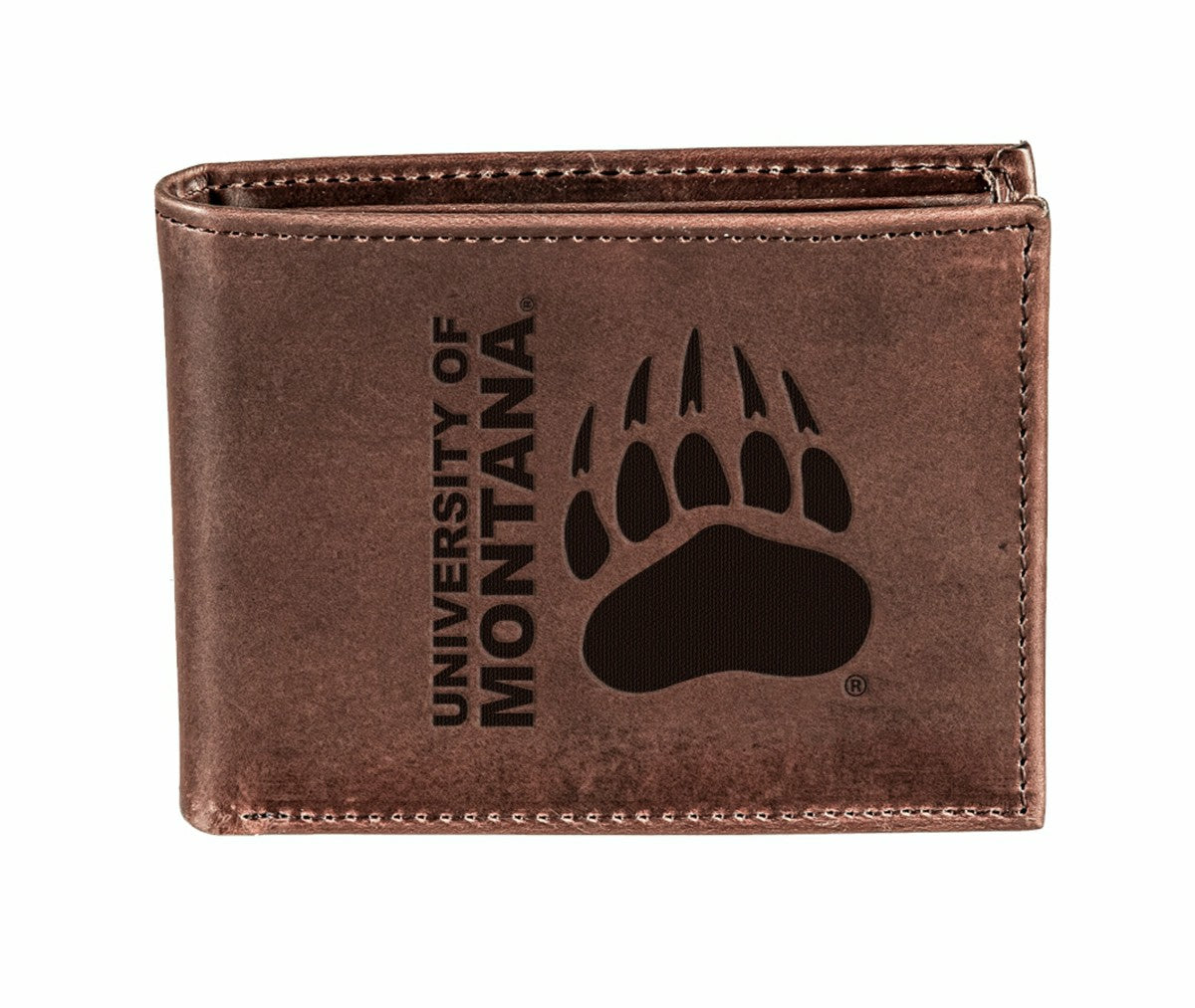 University of Montana, Bi-Fold Wallet, Brown, CH, 100% Genuine Leather - Collegiate Home