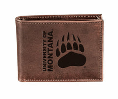 University of Montana, Bi-Fold Wallet, Brown, CH, 100% Genuine Leather - Collegiate Home