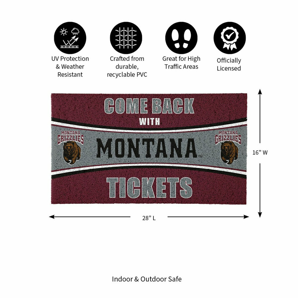 28" x 16" PVC Trapper Mat, Come Back with Tickets, University of Monta - Collegiate