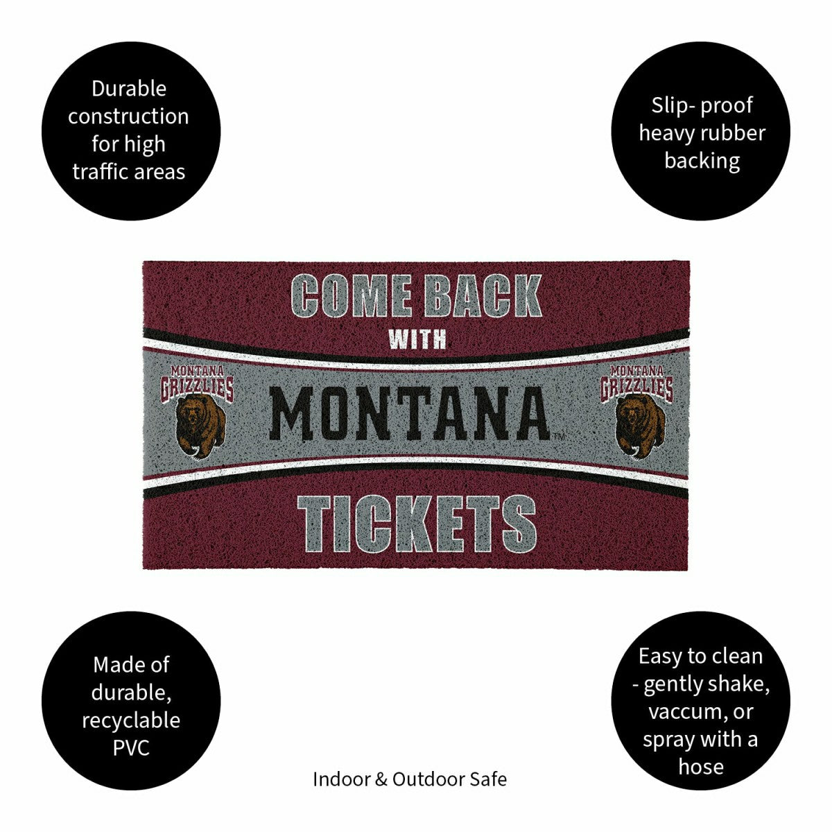 28" x 16" PVC Trapper Mat, Come Back with Tickets, University of Monta - Collegiate