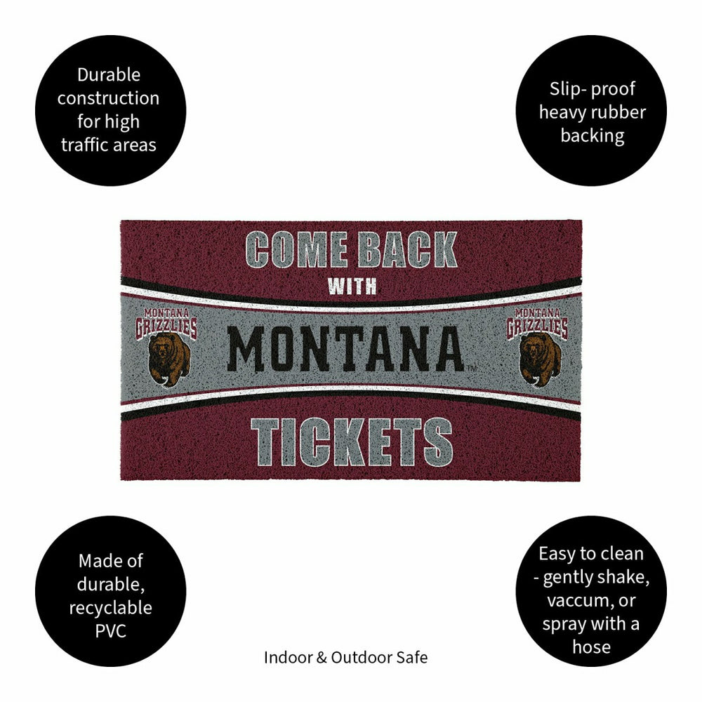 28" x 16" PVC Trapper Mat, Come Back with Tickets, University of Monta - Collegiate