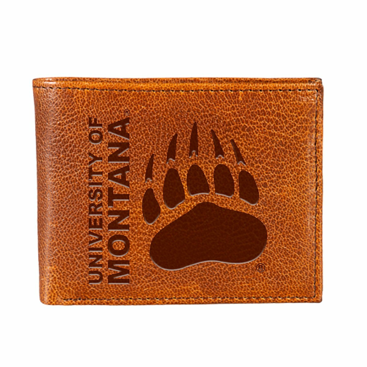 University of Montana, Embossed 100% Genuine Tumbled Leather Passcase  - Collegiate Home