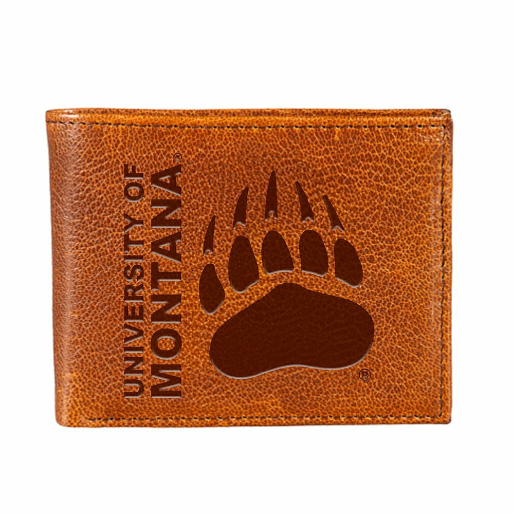 University of Montana, Embossed 100% Genuine Tumbled Leather Passcase  - Collegiate Home